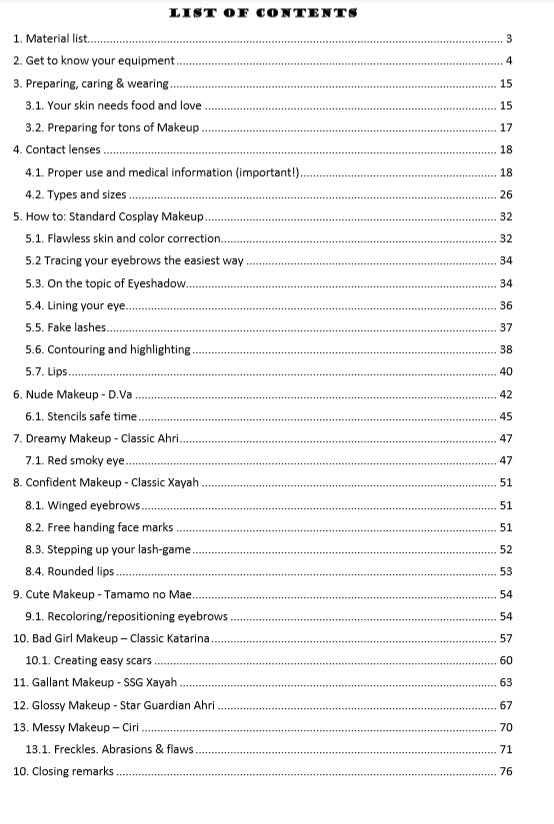 Tutorial EBook PDF: Crafting compendium - Cosplay Makeup and Cosplay Lenses